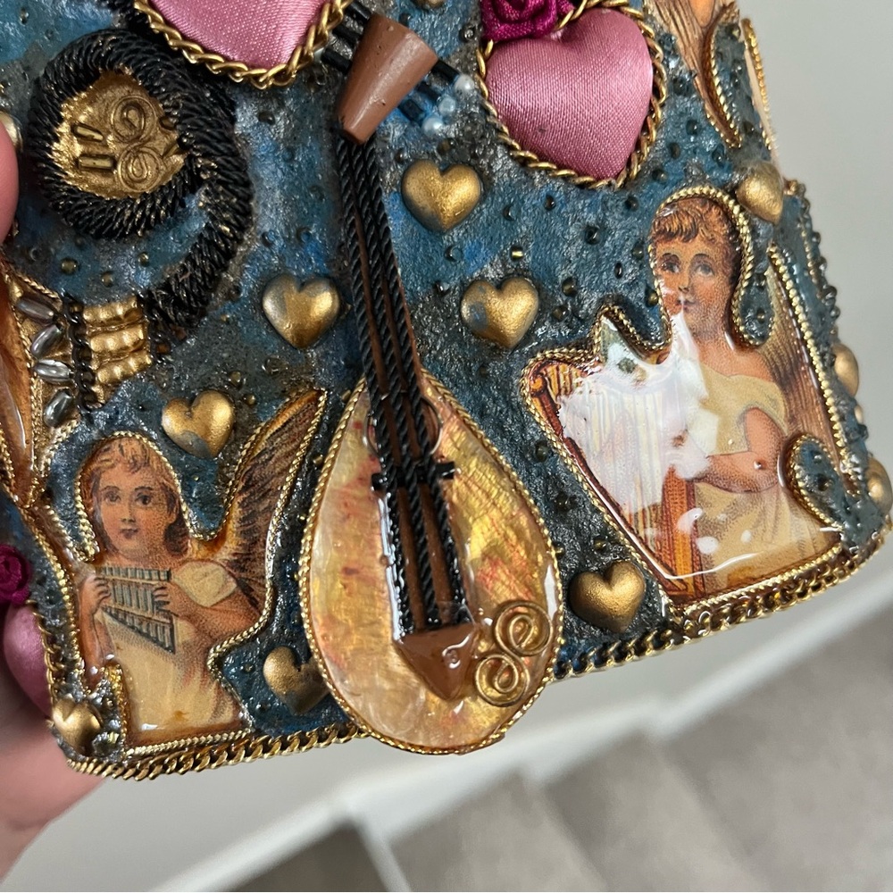 Mary Frances / Vintage RARE Purse Art Ornate Victorian Mixed Media - Picture 8 of 13